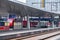 VIENNA, AUSTRIA - MAY 27: The train departs or arrives at main railway station of Vienna Wien Hauptbahnhof Austrian railways