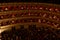 VIENNA, AUSTRIA - OCTOBER 2019: Interior of Vienna State Opera House Performance hall with visitors. Wiener Staatsoper