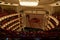 VIENNA, AUSTRIA - OCTOBER 2019: Interior of Vienna State Opera House Performance hall with visitors. Wiener Staatsoper