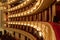 VIENNA, AUSTRIA - OCTOBER 2019: Interior of Vienna State Opera House Performance hall with visitors. Wiener Staatsoper