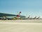 Vienna, Austria - September 17, 2012. Schwechat Airport in Vienna with parked airplanes