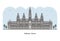 Vienna City Hall Wiener Rathaus, Vienna, Austria. Vector line illustration