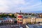 Vienna cityscape at sunset, a view from a giant wheel at Prater