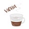 Vienna coffee cup icon with its preparation and proportions and names in spanish