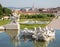 Vienna - fountain of Belvedere palace in morning
