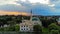 The Vienna Mosque on the Danube Island from above, Vienna, Austria