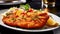 Vienna schnitzel with a side dish at a restaurant, traditional Austrian cuisine, Generated AI