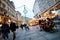 Vienna street with music,lights and sunset