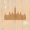 Vienna townhall drawing on wooden background
