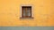 Viennese Architecture: Wooden Window On Yellow Wall With Earthy Color Palette