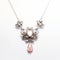 Viennese Secession Style Silver Lotus Flower Peach Drop Necklace