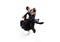 Viennese waltz. Young graceful artistic couple, man and woman dancing ballroom dance isolated over white studio