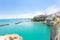 Vieste, Apulia - Turquoise water at the cliffs of the old town i
