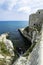 Vieste, Gargano, Apulia, Italy. Panoramica view of the shores and cliffs with tourquise sea