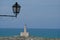 Vieste Lighthouse and street light, Island of Santa Eufemia, Vieste, Gargano, Italy