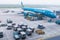 Vietnam Airlines aircraft loading air cargo containers before flight at Noi Bai international airport in Hanoi, Vietnam