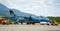 Vietnam Airlines plane docking at the airport in Haiphong, Vietnam