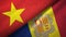 Vietnam and Andorra two flags textile cloth, fabric texture