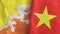 Vietnam and Bhutan two flags textile cloth 3D rendering