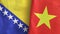 Vietnam and Bosnia and Herzegovina two flags textile cloth 3D rendering