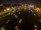 Vietnam drone aerial view bird eye : Hoi An at night