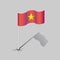 Vietnam flag with flagpole and shadow isolated on gray background. National symbol. Vector illustration.