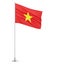 Vietnam flag on a flagpole white background 3D illustration