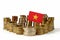 Vietnam flag with stack of money coins