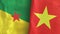 Vietnam and French Guiana two flags textile cloth 3D rendering