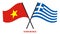 Vietnam and Greece Flags Crossed And Waving Flat Style. Official Proportion. Correct Colors