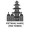 Vietnam, Hanoi, Thp Bt Pen Tower travel landmark vector illustration