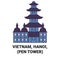 Vietnam, Hanoi, Thp Bt Pen Tower travel landmark vector illustration