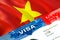 Vietnam immigration visa. Closeup Visa to Vietnam focusing on word VISA, 3D rendering. Travel or migration to Vietnam destination