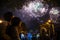 Vietnam - January 22, 2012: Viewers watching fireworks during the celebration of the Vietnamese New Year