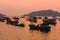 Vietnam Landscape : Beautiful Sunset in the Fishing harbour , Nam Du island