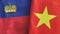 Vietnam and Liechtenstein two flags textile cloth 3D rendering