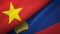 Vietnam and Liechtenstein two flags textile cloth, fabric texture