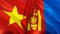 Vietnam and Mongolia flags. 3D Waving flag design. Vietnam Mongolia flag, picture, wallpaper. Vietnam vs Mongolia image,3D