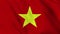 Vietnam national flag close-up waving