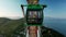 Vietnam, Nha Trang, Vinpearl 8 17 2023. View of people in a booth in the ferris wheel on Vinpearl island. Carousel ride