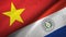 Vietnam and Paraguay two flags textile cloth, fabric texture