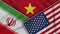 Vietnam United States of America Iran Flags Together Fabric Texture Illustration