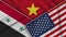 Vietnam United States of America Syria Flags Together Fabric Texture Illustration