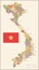 Vietnam - vintage map and flag - illustration