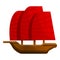 Vietnam wooden ship icon, cartoon style