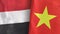 Vietnam and Yemen two flags textile cloth 3D rendering