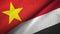 Vietnam and Yemen two flags textile cloth, fabric texture