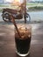 Vietnamese Blended Iced Coffee on table in vintage color