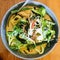 Vietnamese chicken curry on wooden table. Square, top view.