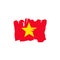 Vietnamese flag painted by brush hand paints. Art flag. Grunge flag Vietnam. Vietnamese art flag.